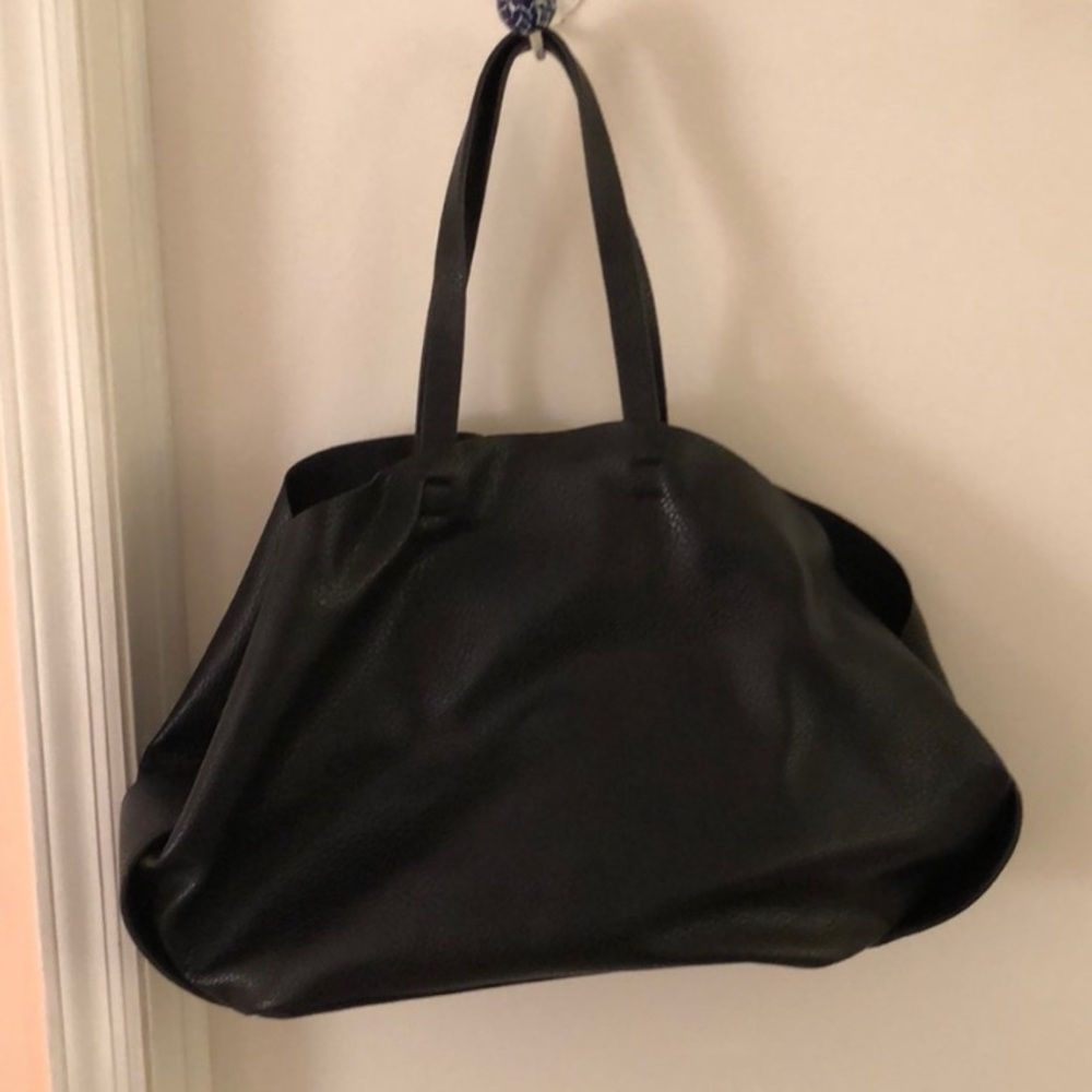 Zara faux leather black tote
